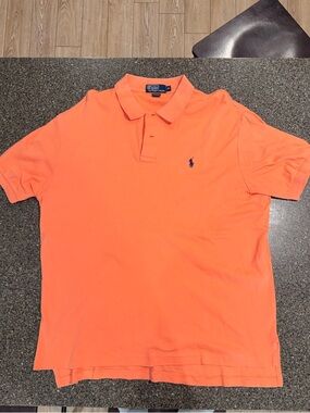 Polo Ralph Lauren Polo Shirt Mens XL Orange Short Sleeve Classic Navy Pony Logo